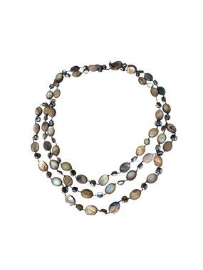 Vintage Necklace Tigers Eye Triple Strand Coastal Grandma Beachy Cord 20 inches